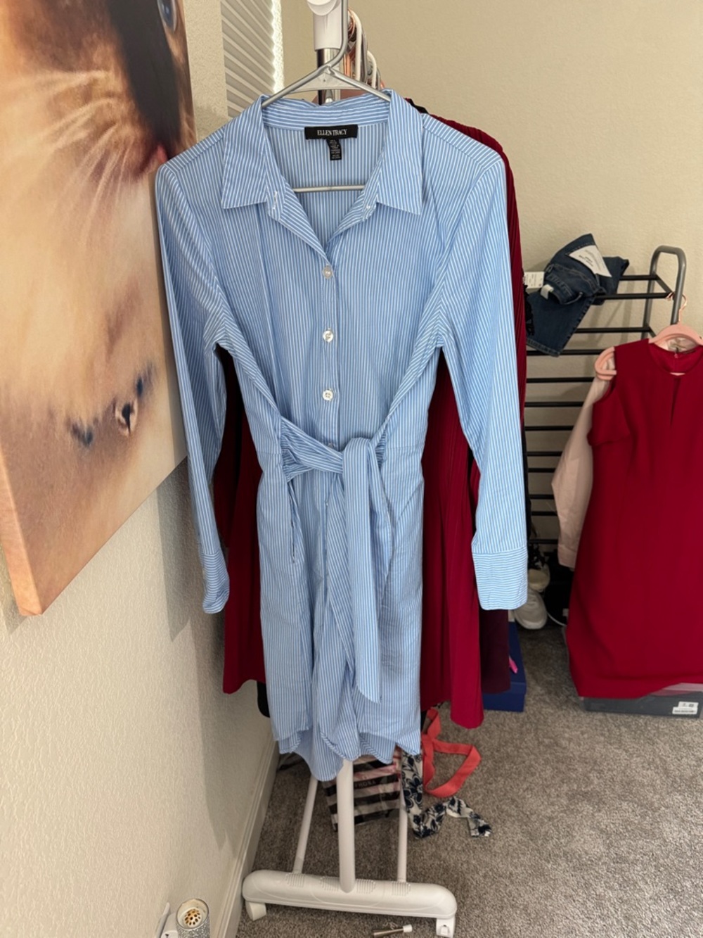 Ellen Tracy Stretch Shirt Dress Sz S